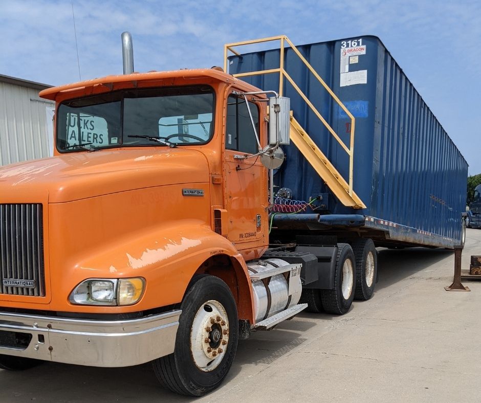 Frac Tank loaded on semi-truck
